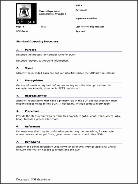 Standard Operating Procedure Template For Insurance Agency