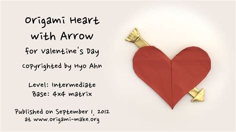 Introducing An Origami Heart With Arrow For Valentines Day Hyo Ahn