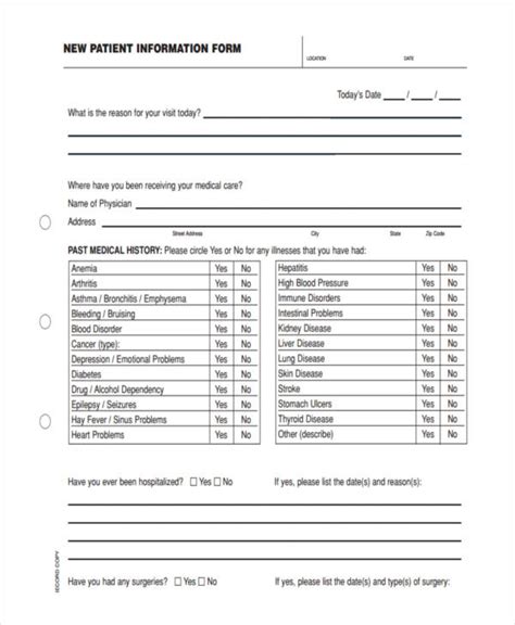 Free 10 Patient Information Forms In Pdf Ms Word