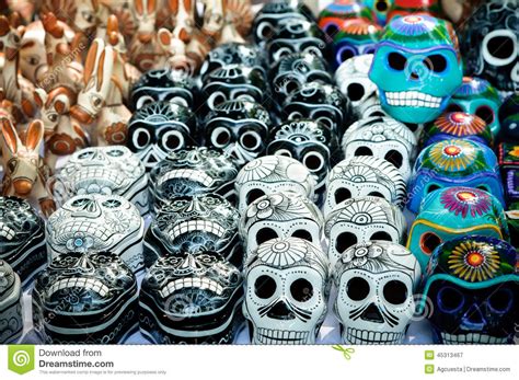 Day Of The Dead Souvenir Skulls Dia De Muertos Stock Image Image Of
