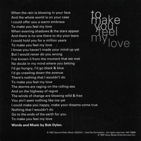 To Make You feel My love, one of my favorite songs | My love lyrics