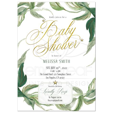 Natural baby shower specialise in natural products for you & your baby. Gold & Greenery Baby Shower Invitation