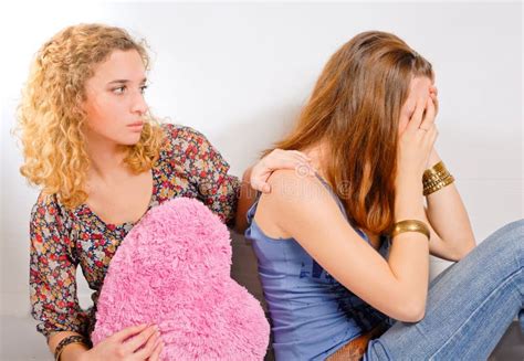 Young Teenage Girl Comforting Her Friend Stock Image Image Of Hand Crying 12567259
