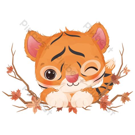Cute Little Tiger Illustration Png Images Eps Free Download Pikbest