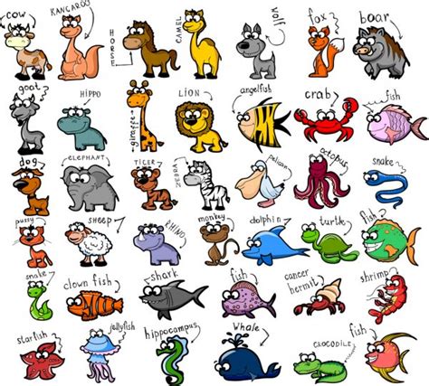 Set Of Cute Cartoon Animals — Stock Vector © Virinaflora 33001511