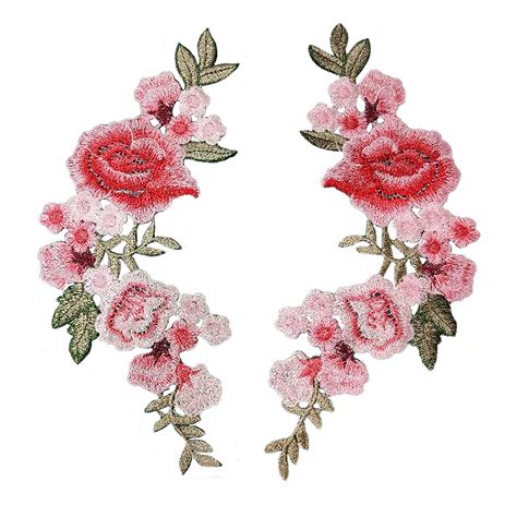 buy 2pcs flower iron on patches embroidered flower patches floral iron on applique cute