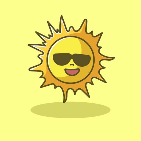 Premium Vector Sun With Sunglass Cartoon Mascot Vector Design Flat