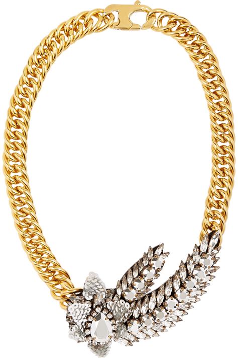 Lyst Shourouk Aigrette Gold Plated Swarovski Crystal And Sequin