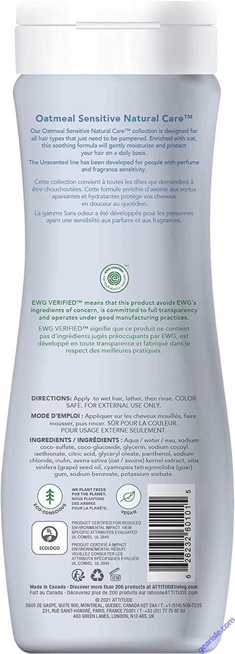 attitude sensitive skin hypoallergenic unscented shampoo 16 oz vegan