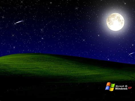 Starry Night Windows Windows Stars Moon Grass Tech Technology Xp