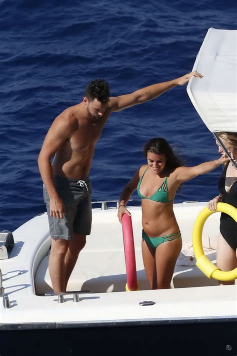 Lea Michele Nipple Slip From Her Tiny Green Bikini On The Boat During A