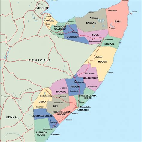 Somalia Political Map Vector Eps Maps Eps Illustrator Map Vector
