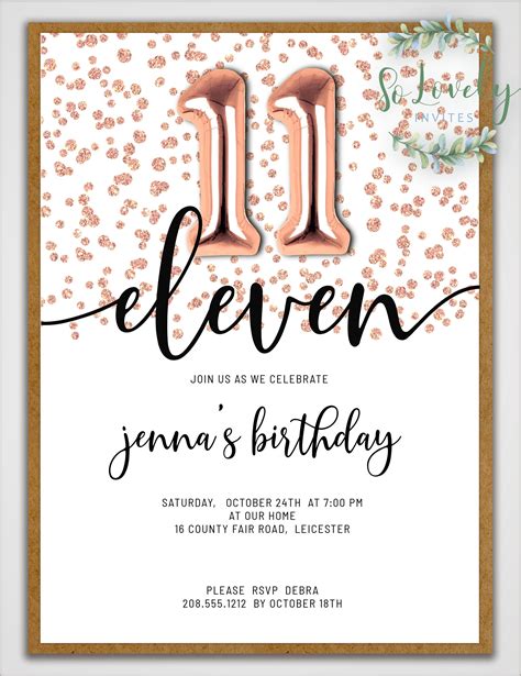 11th Birthday Invitation Templates
