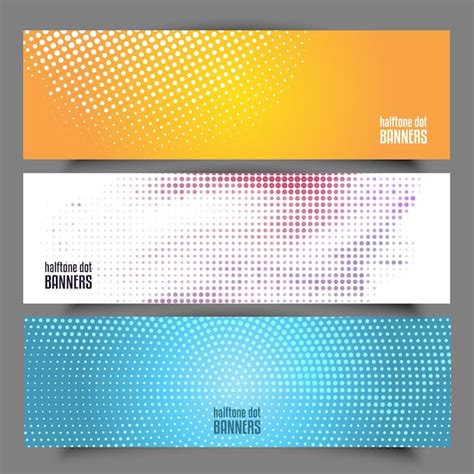 Free Vector Collection Of Different Designs Of Halftone Dots Banners