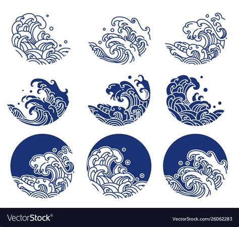 Japan Water And Ocean Wave Line Logo Royalty Free Vector