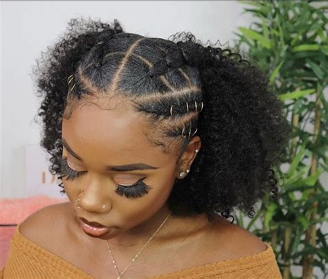 And while this look seems complicated, it really isn't that hard to create. Cornrows and curly weave | Natural hair ponytail, Natural ...
