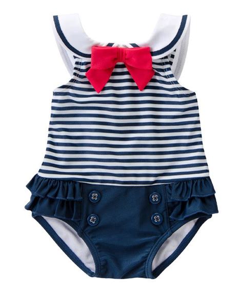 Look At This Navy Stripe Nautical One Piece Infant Newborn Girl