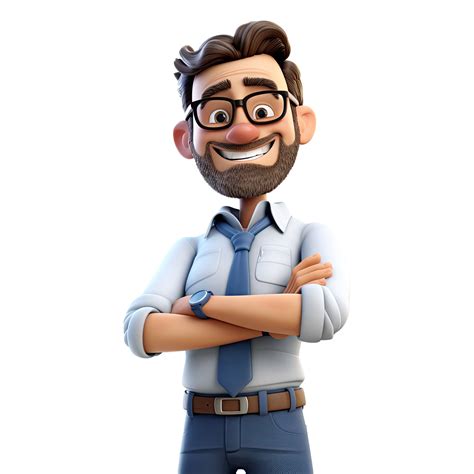 3d Cute Cartoon Male Teacher Character On Transparent Background