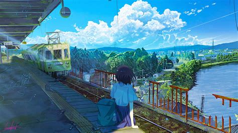 Anime Original Girl Lake Train Train Station Hd Wallpaper Peakpx