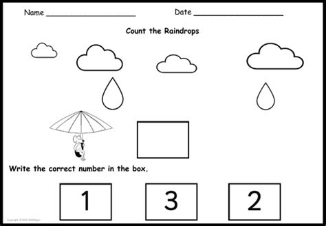 Counting Count Numbers Raindrops To 10 Worksheets Teaching Resources