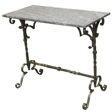 French Style Wrought Iron Marble Top Console Table Wrought Iron Console