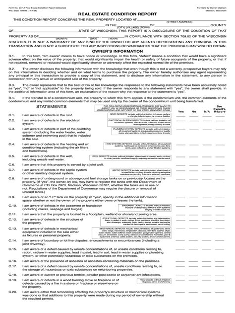 Wi Real Estate Condition Report Form Fill Out And Sign Printable Pdf