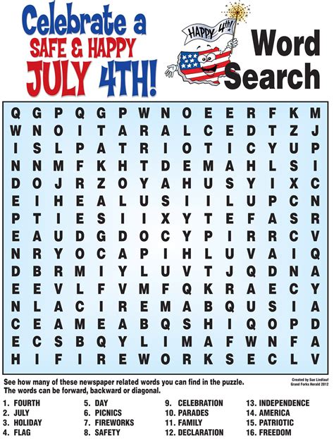 Give everyone a game sheet, set the timer for 10 minutes, and see. 4th of July word search, history quiz and more! | 4th of ...