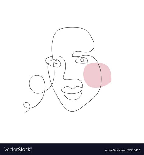 Woman Face One Line Drawing Monoline Royalty Free Vector