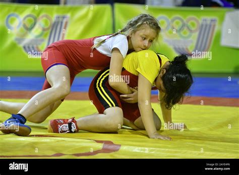 Orenburg Russia May 5 2017 Year Girls Compete In Freestyle Wrestling