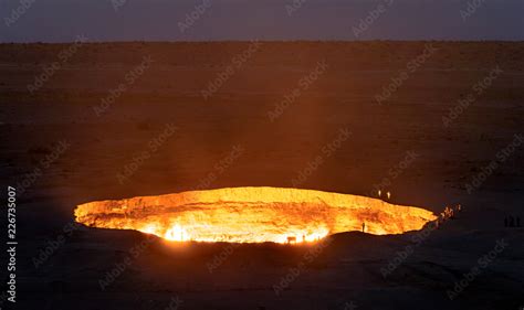 Turkmenistan Gates Of Hell Gas Crater Fire In Karakum Desert Near Darvaza Burning Methane Gas