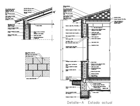 Cross Section Constructive Details Of House With Brick Wall And Roof