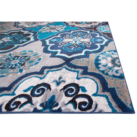 Blue Multi Color Transitional 8x10 Area Rug Floral Carpet Actual 710