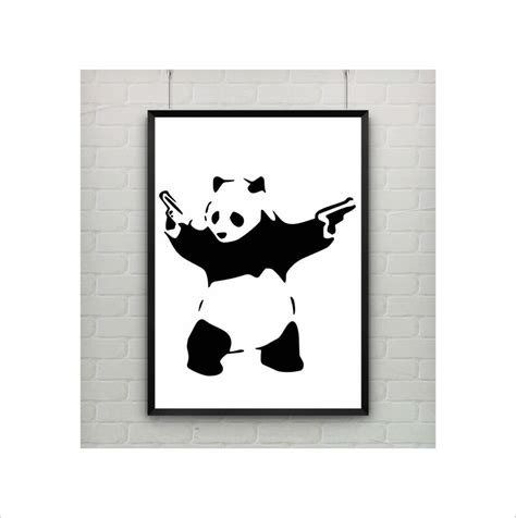 Panda With Guns By Banksy Print Abstract Graffiti Art Us Etsy