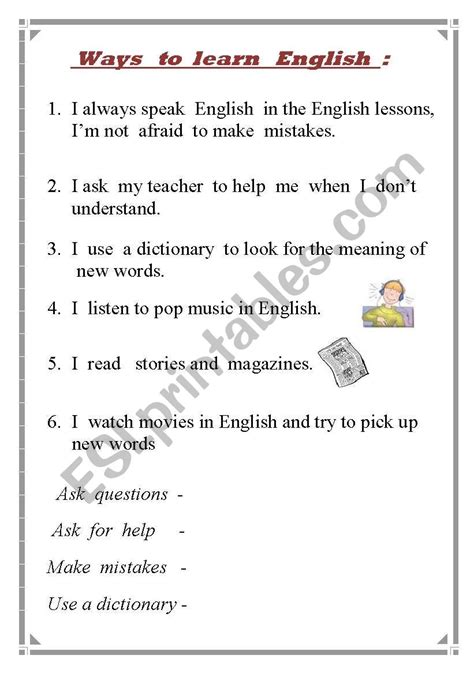 Ways To Learn English Esl Worksheet By Sigal Birka