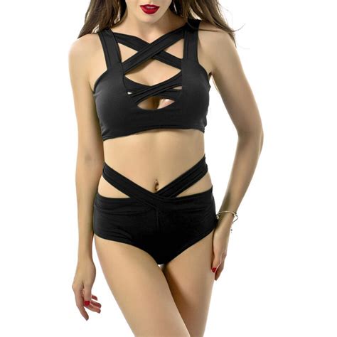 Minimalism Le Sexy Bandage High Neck Halter Bikini New Swimwear My Xxx Hot Girl