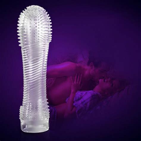 Reusable Dotted Condom Ejaculation Delay Penis Sleeve For Male Ribbed