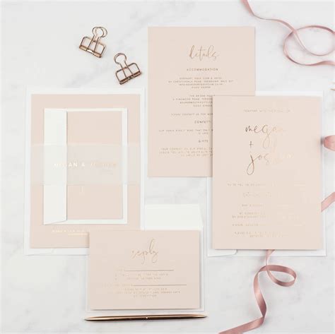Rose Gold Blush Pink Foil Wedding Invite Sample By The Bridal Paperie