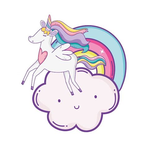 Premium Vector Unicorn On Clouds Cute Cartoons