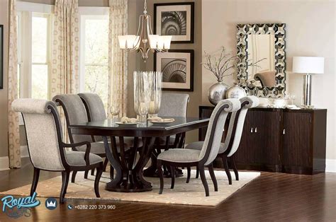 desain set meja makan jepara minimalis kayu jati terbaru formal royal