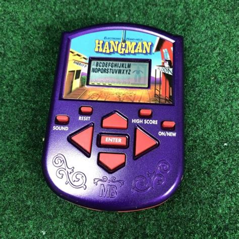 Hangman Electronic Handheld Lcd Game Hasbro 2002 Metallic Purple Tested