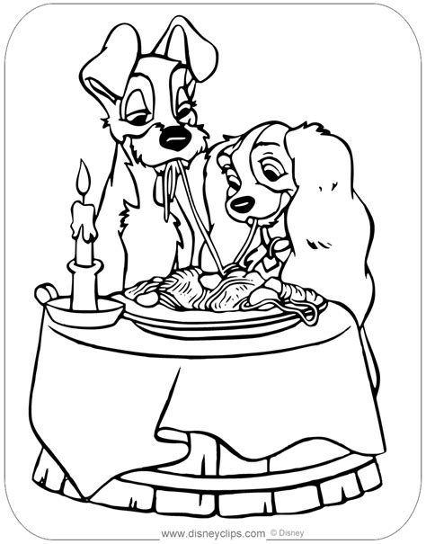 Lady And The Tramp Coloring Pages Disney Princess Coloring Pages