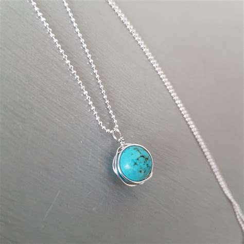 sterling silver turquoise necklace designer turquoise pendant necklace wire wrapped real
