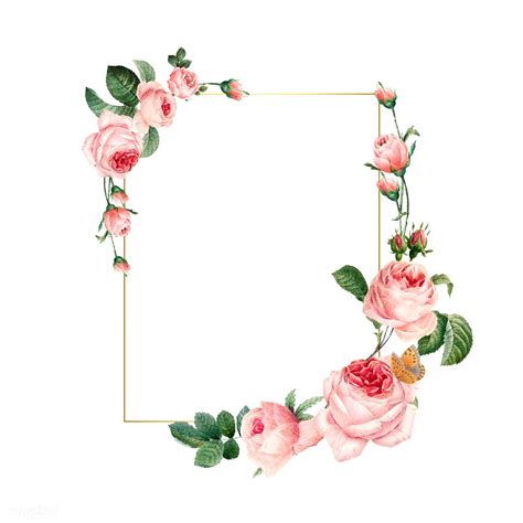 Antique Images Floral Frame Digital Download Pink Rose Border Design