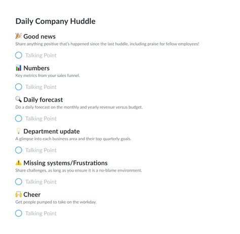 Daily Huddle Meeting Template For Teams Best Practices Fellow App