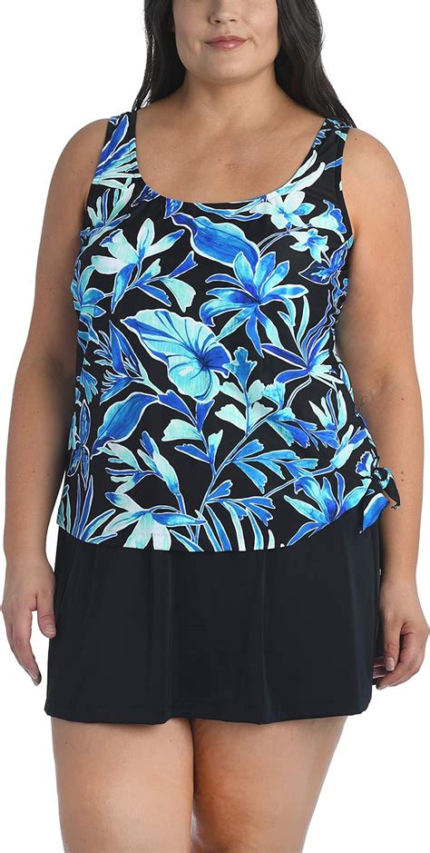 Maxine Of Hollywood Women S Plus Size Scoop Neck Faux Tankini Swim Dress One Piece Swimsuit At