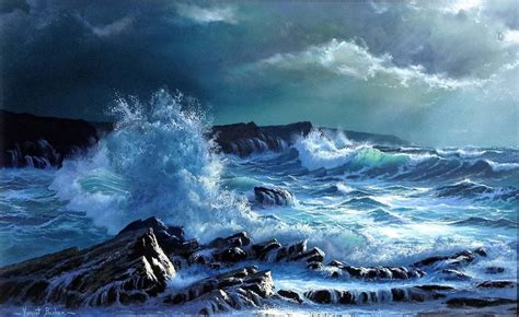 Stormy Seas Cornwall Vincent Basham Seascape Artist Cornwall