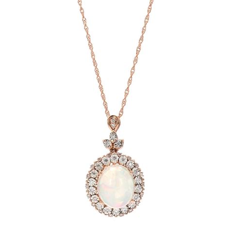 3ct Oval Opal With Diamond Halo Pendant Necklace Baileys Fine Jewelry