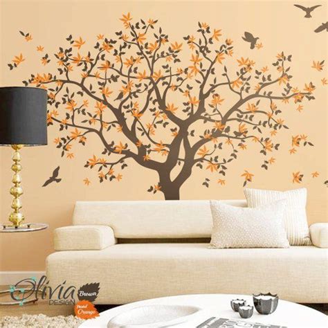 Large Wall Tree Vinyl Decal With Bird Stickers Nature Mural Etsy Tree Design On Wall Wall