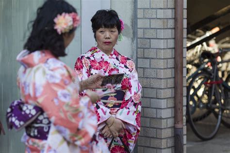 Two Mature Females In Traditional Japanese Geisha S Kimono Traveling On