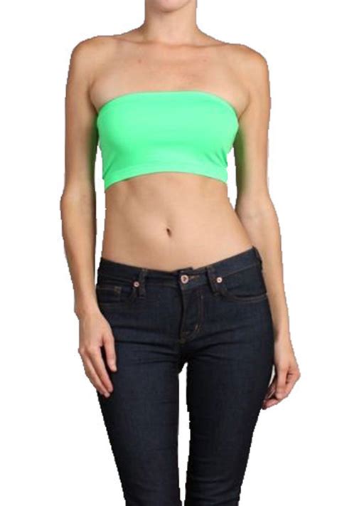 Sexy Seamless Bandeau Cropped Tube Top Strapless Spandex Tank T Shirt Neon Nation